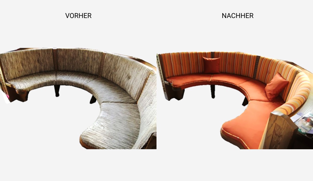 Vorher Nachher Vergleich einer Eckbankreparatur